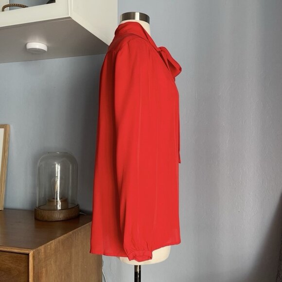 Steven Alan Silk Button Front Blouse Neck-Tie Bow Red Size L - Picture 6 of 8